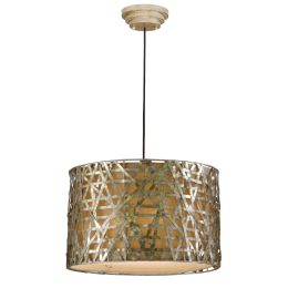 Modern 3-Light Drum Ceiling Pendant Light, Champagne Satin Metal Finish