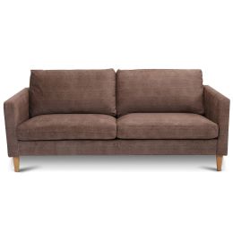 Modern Light Brown Coffee Fabric Mid-Century Style Sofa with Wood Legs