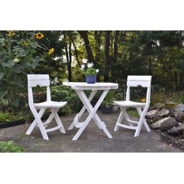 3-Piece Folding Outdoor Patio Furniture Bistro Set in White