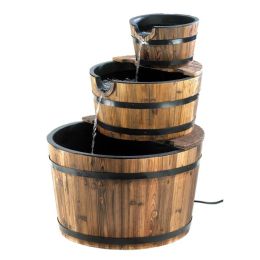 Outdoor Garden 3-Tier Half Barrel Water Fountain