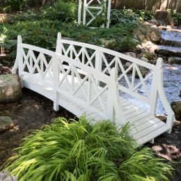 Durable White 8ft Canadian Hemlock Garden Bridge