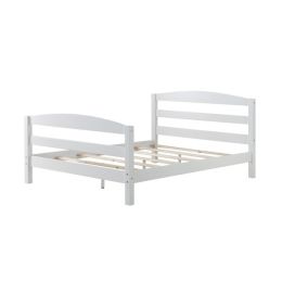 Full Size Minimalist Platform Bed Headboard Footboard in White