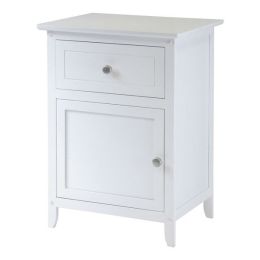 White 1-Drawer Bedroom Bedside Table Cabinet Nightstand End Table