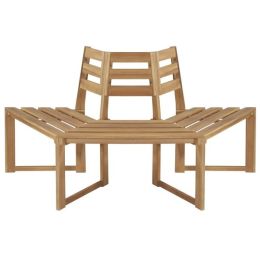 Half Hexagonal Outdoor Tree Bench in Weather Resistant Acacia Wood