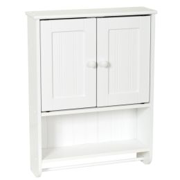 Wall Mount Bathroom Cabinet with Towel Bar in White Finish