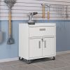 Manhattan Comfort Fortress Textured Metal 31.5" Garage Mobile Cabinet with 1 Full Extension Drawer and 2 Adjustable Shelves in White