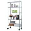 35"W x 14"D x 65"H 5-Tier Metal Wire Shelving Organizer Storage Rack Silver w/4 Wheels