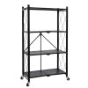 HealSmart 4-Tier Heavy Duty Foldable Metal Rack Storage Shelving Unit with Wheels Moving Easily Organizer Shelves Great for Garage Kitchen Holds up to