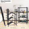 HealSmart 4-Tier Heavy Duty Foldable Metal Rack Storage Shelving Unit with Wheels Moving Easily Organizer Shelves Great for Garage Kitchen Holds up to