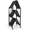 Simple Deluxe 3-Tier Heavy Duty Foldable Metal Rack Storage Shelving Unit with Wheels Moving Easily Organizer Shelves Great for Garage Kitchen Holds u