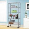 35"W x 14"D x 65"H 5-Tier Metal Wire Shelving Organizer Storage Rack Silver w/4 Wheels