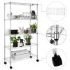 35"W x 14"D x 65"H 5-Tier Metal Wire Shelving Organizer Storage Rack Silver w/4 Wheels