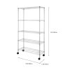 35"W x 14"D x 65"H 5-Tier Metal Wire Shelving Organizer Storage Rack Silver w/4 Wheels