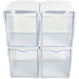 Deflecto 421103CR Tilt Bin Interlocking Storage Organizer, 4 pk