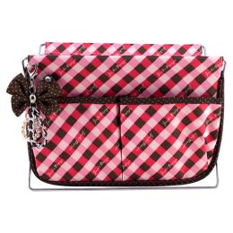 Jacki Design Large Retro Plaid Magazine Holder, Coral